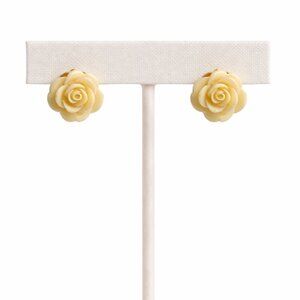 Cream Rose Stud Earrings | Floral Resin Studs | Costume Jewelry